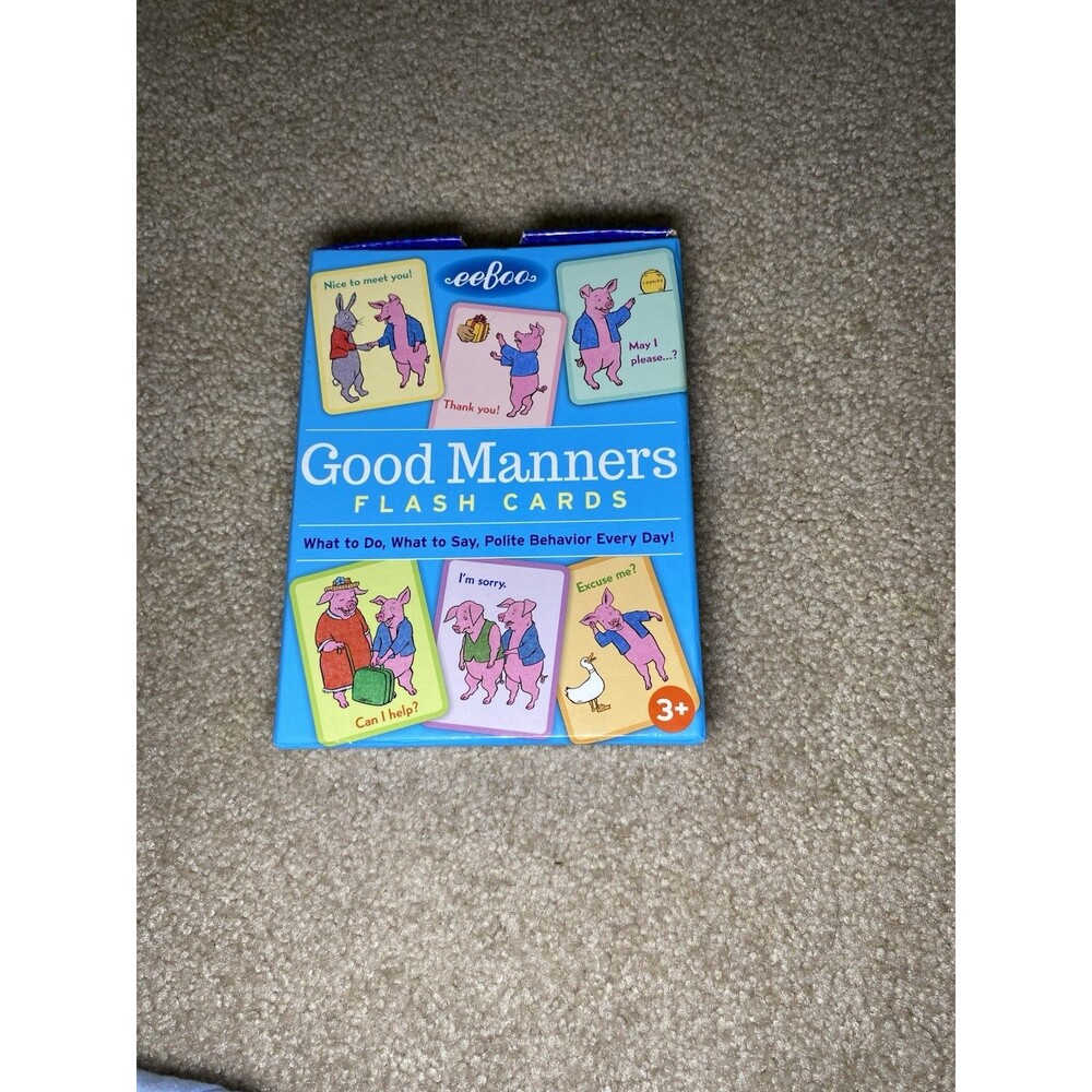 eeBoo Good Manners Flash Cards Saxton Freymann Polite Pigs Vintage Style Complet